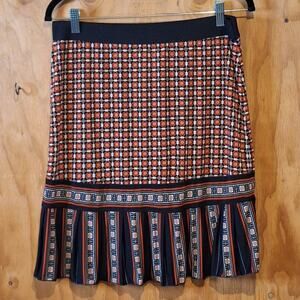 Max Studio Mini Skirt Women's Medium Red Black Geometric Retro Modern Artsy